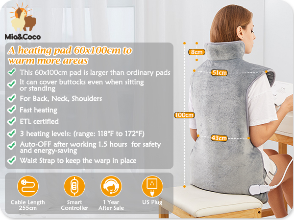 پد گرمکن برقی برای تسکین درد کمر و گردن