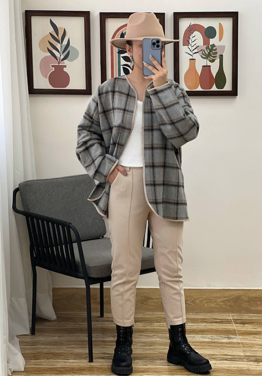 کت دخترونه پشمی چهارخونه