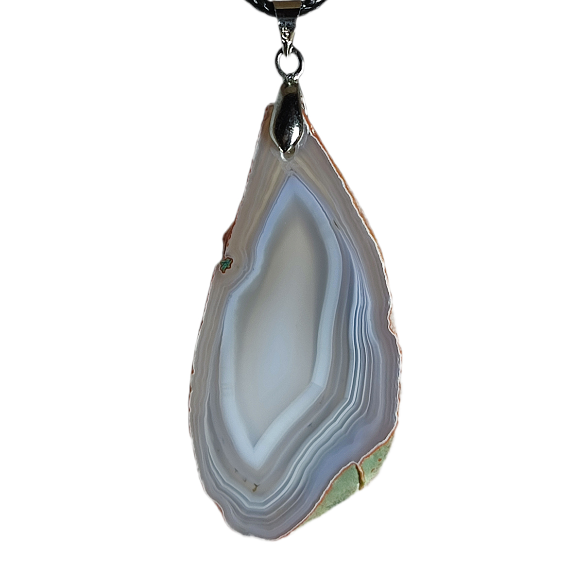 گردن‌آویز طبیعی عقیق سلیمانی با رگه‌های زیبا و طراحی دست‌ساز