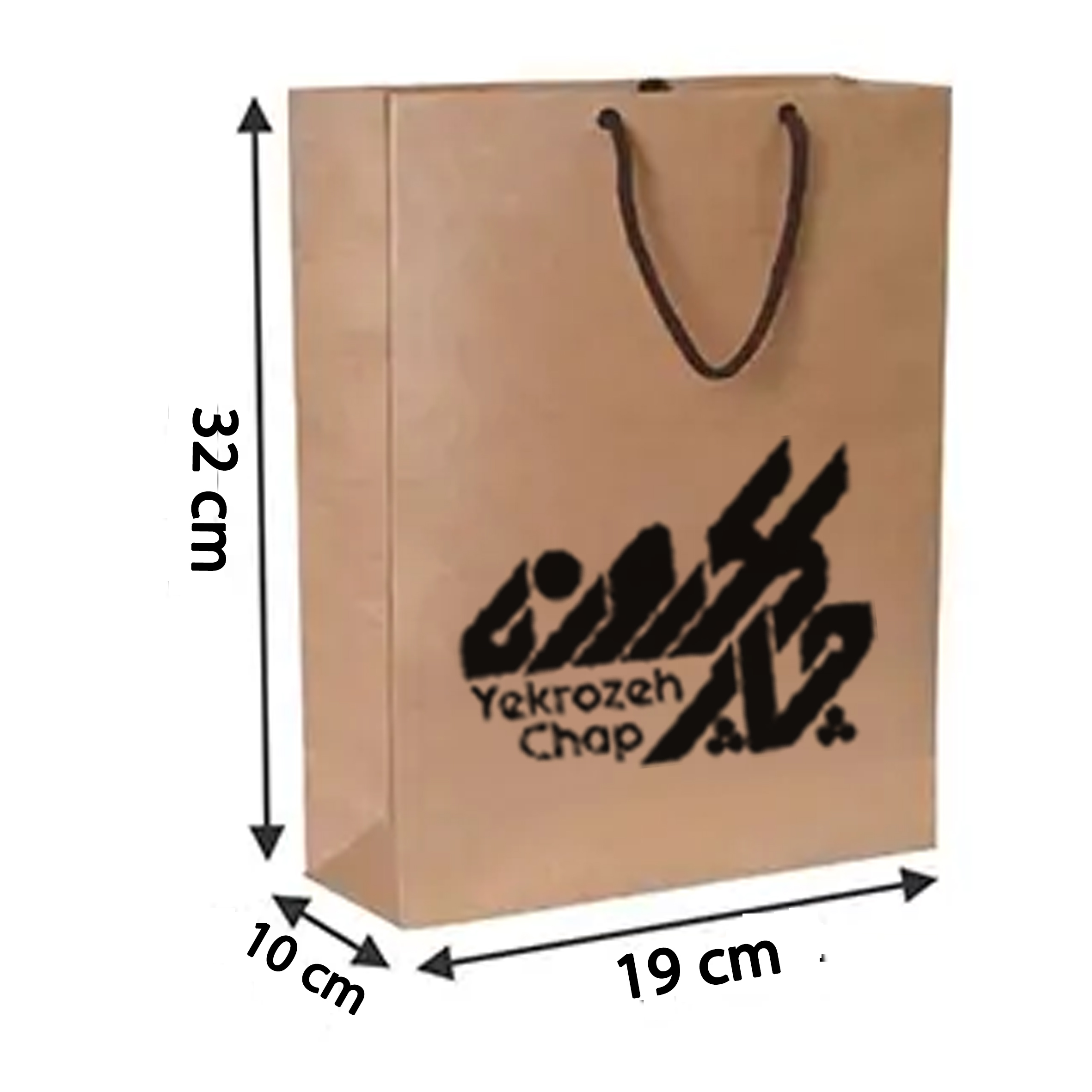 چاپ ساک خرید کرافت ضخیم ( عرض 19 * ارتفاع 32 * عطف 10 )