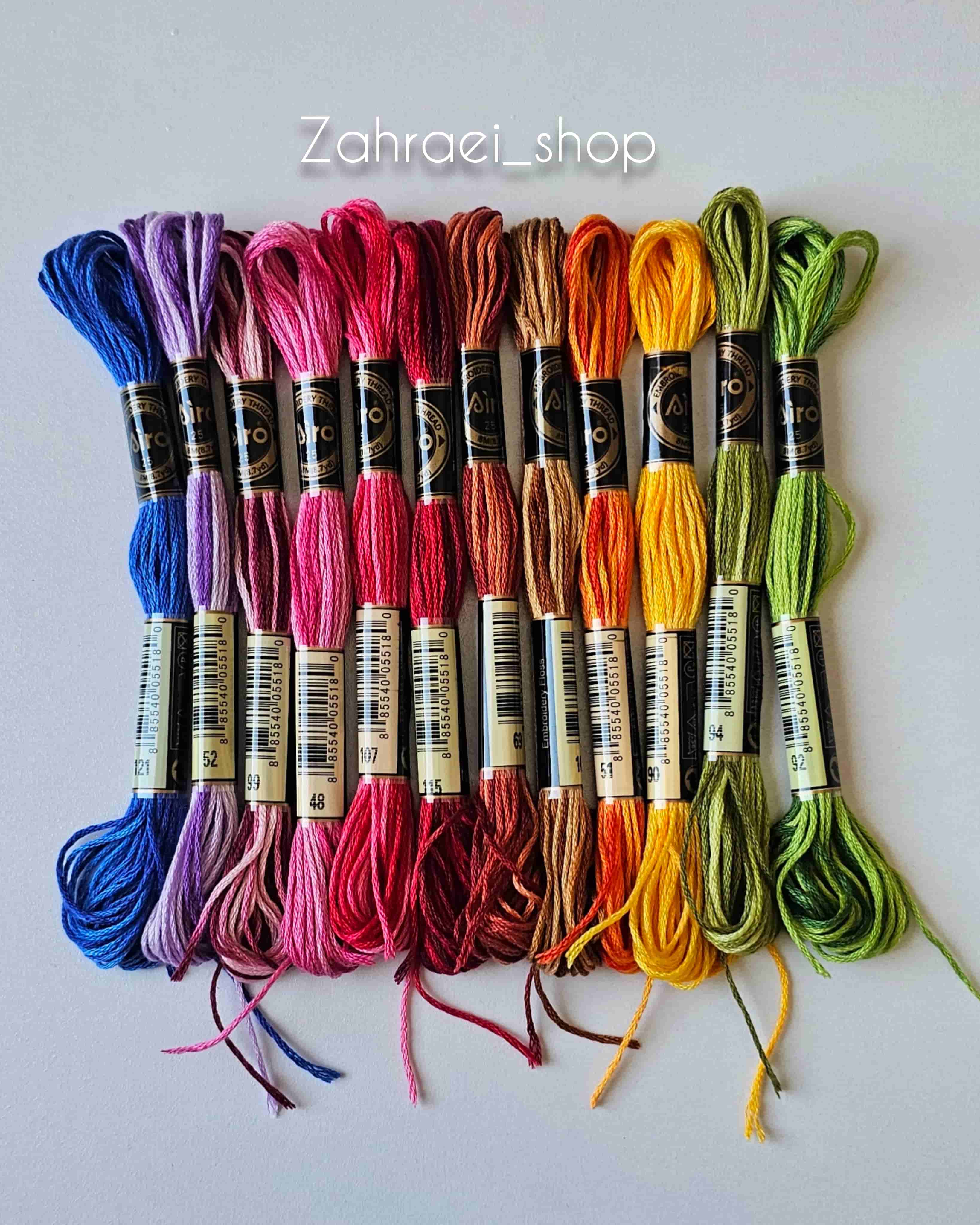 پک ۱۲ عددی نخ گلدوزی سایه روشن یا مولتی کالر برند آیرو