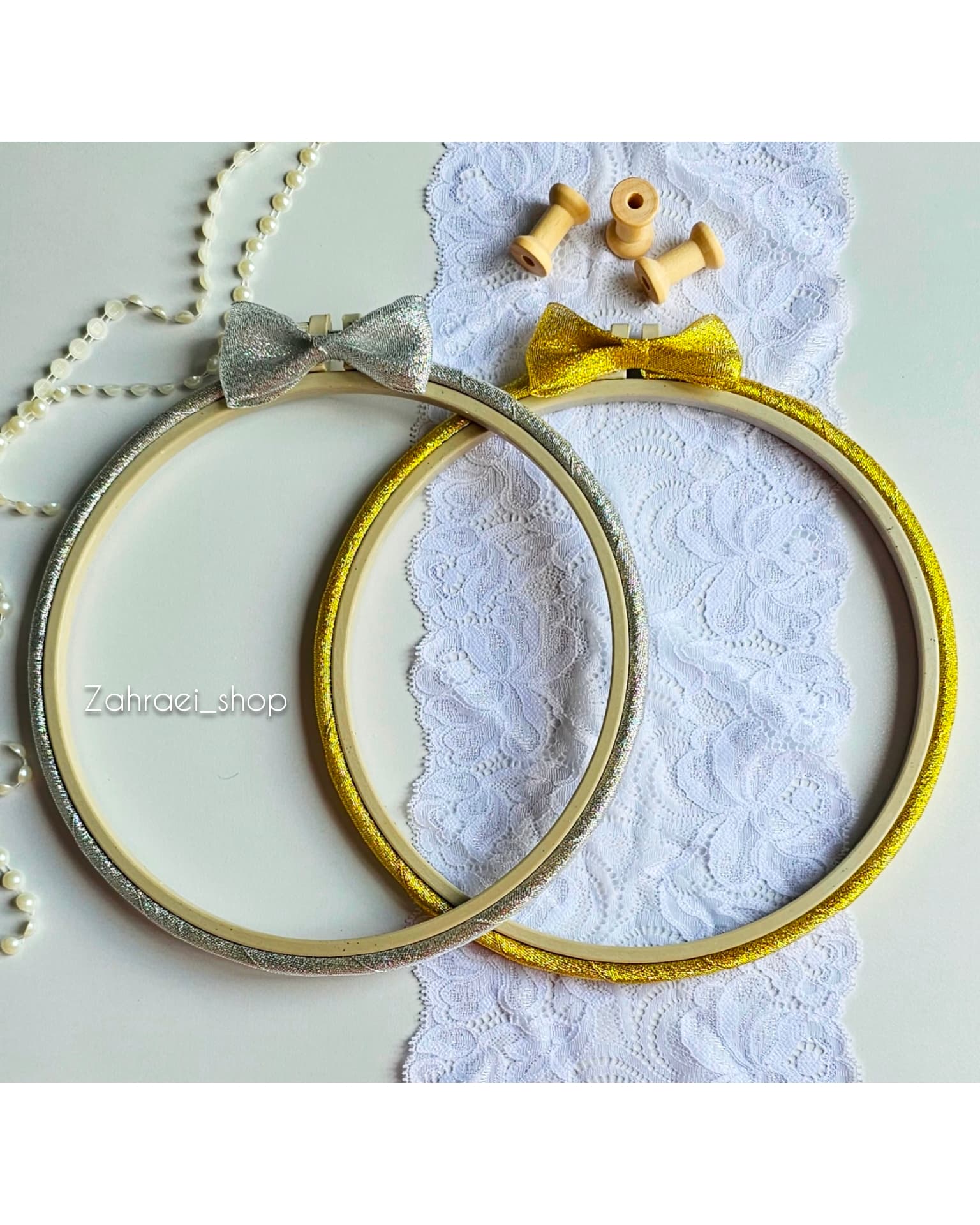 پک ۲ عددی کارگاه تزیین شده با ربان لمه دار