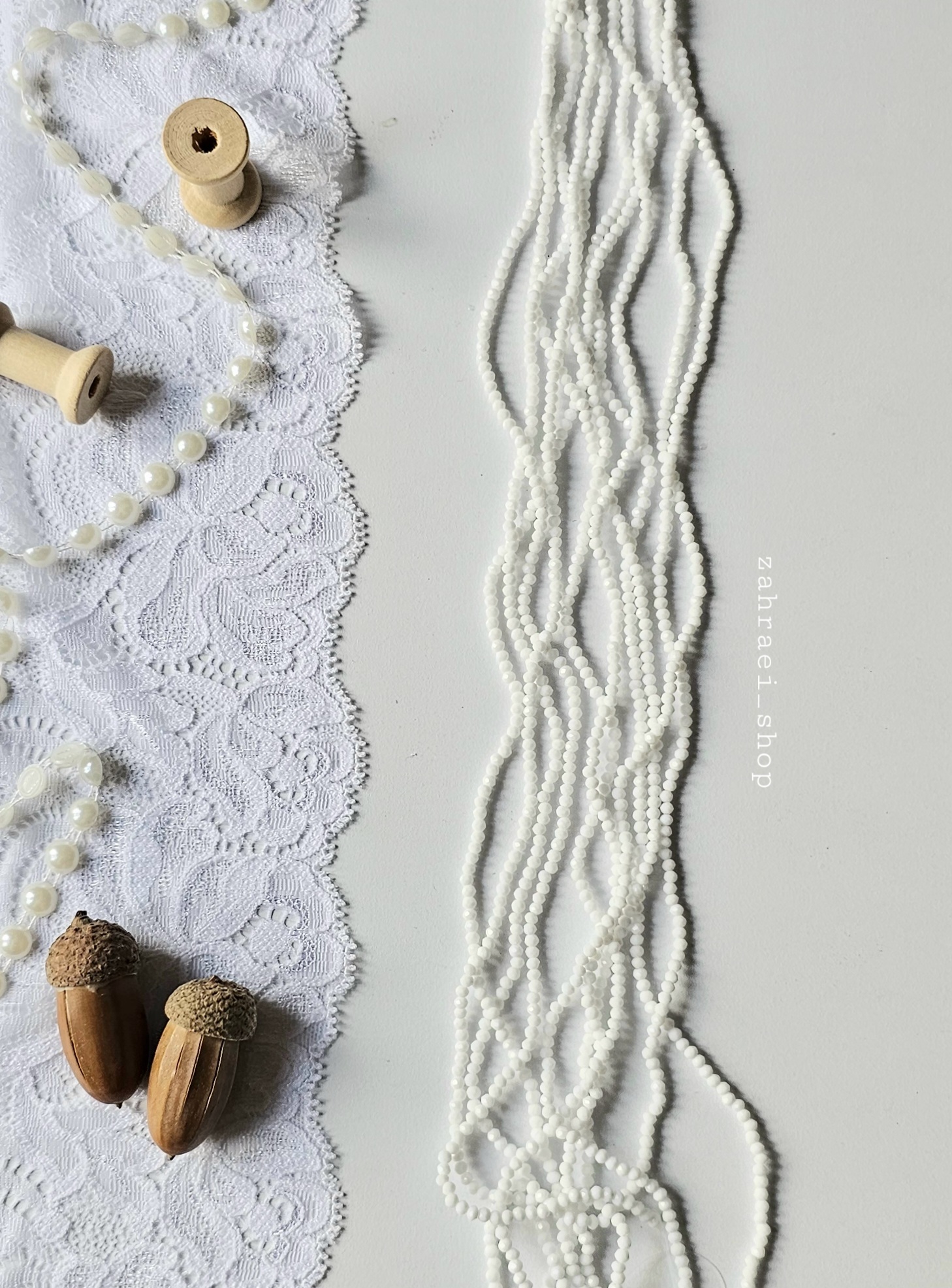 کریستال ریسه ای سفید مات سایز دو اصل