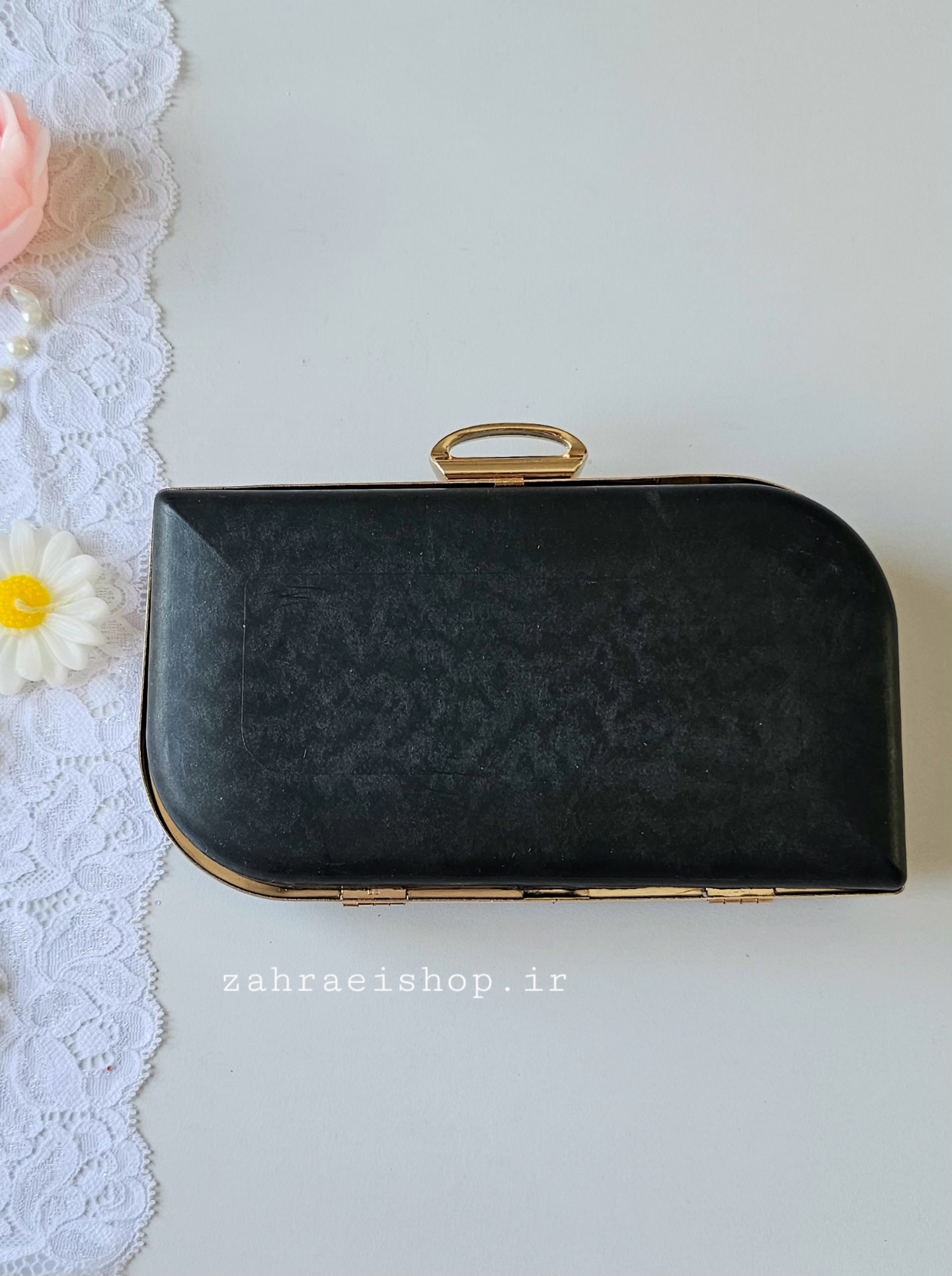 کیف کلاچ آماده مدل مستطیل اشکی طلایی