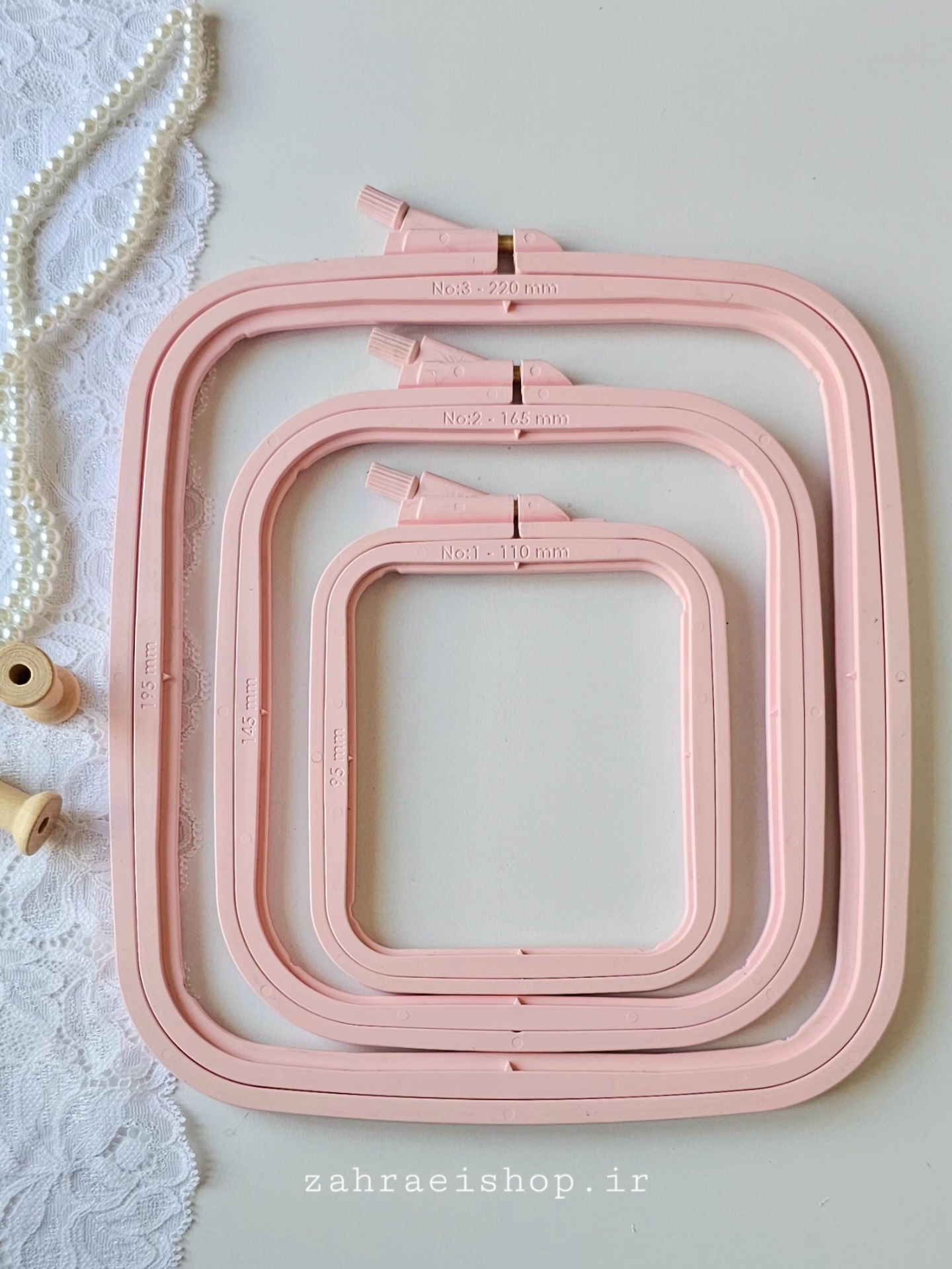 پک ۳ عددی کارگاه نورگه ترک مربعی رنگ صورتی