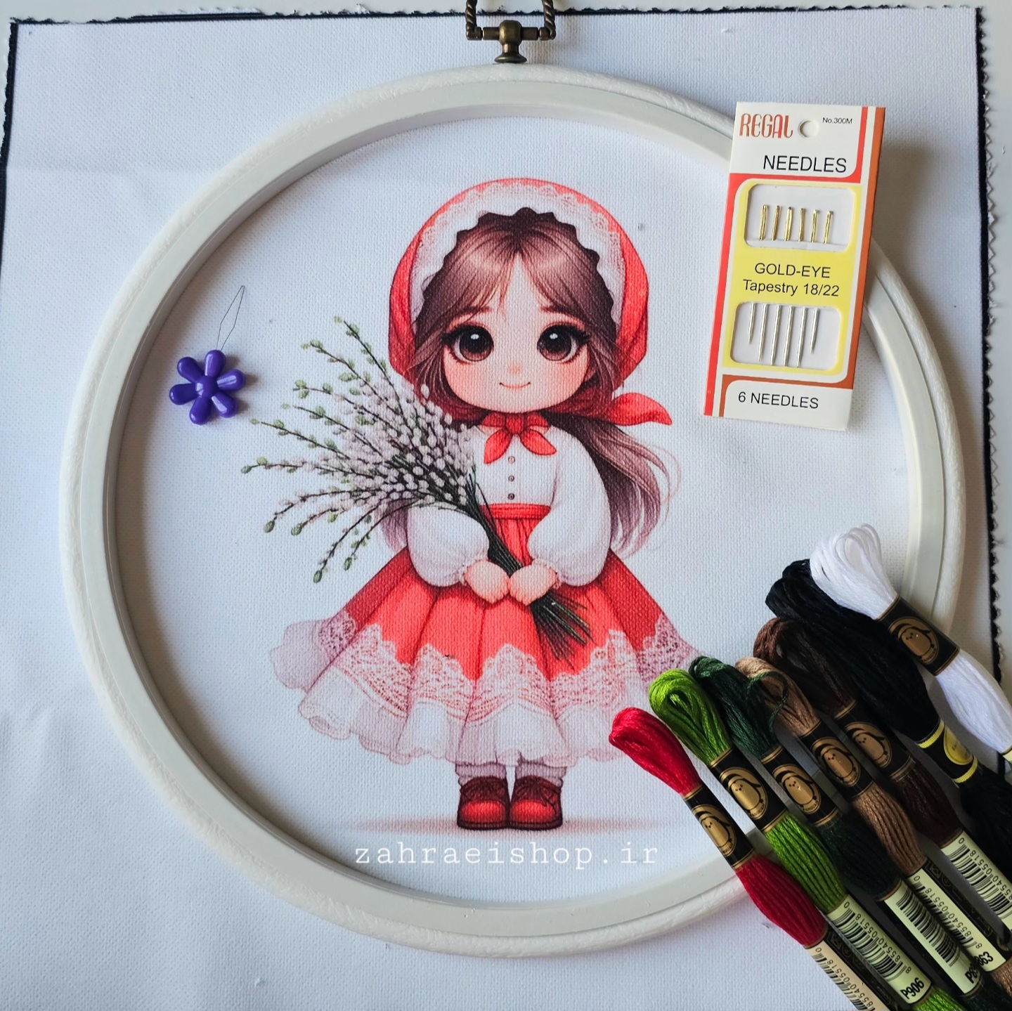 پک آماده گلدوزی با دست طرح دخترک